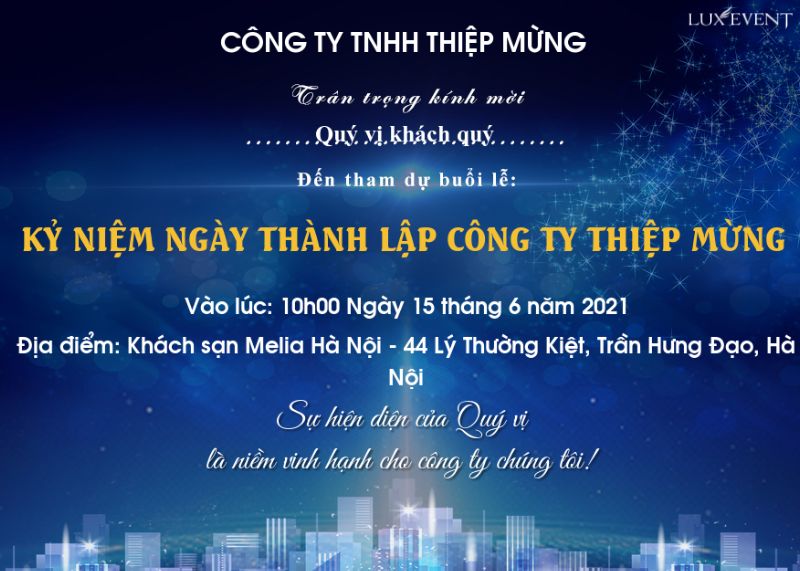 Nội dung thiệp mời dành cho khách hàng 