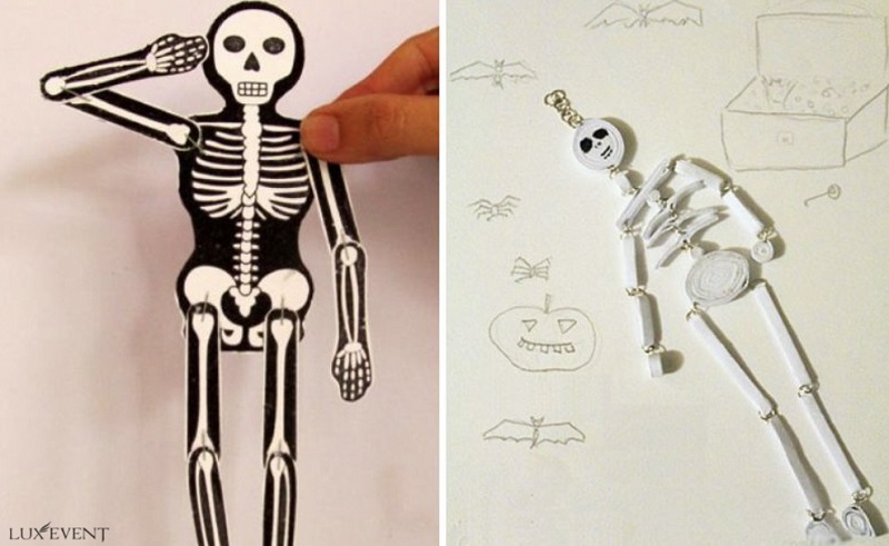 Ý tưởng trang trí Halloween hình bộ xương bằng giấy